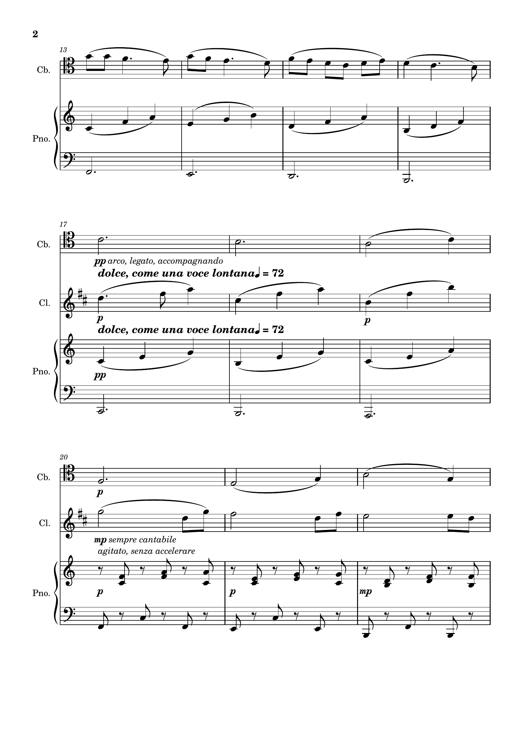 Cultivating Humility — for Clarinet and Double Bass, score page 2