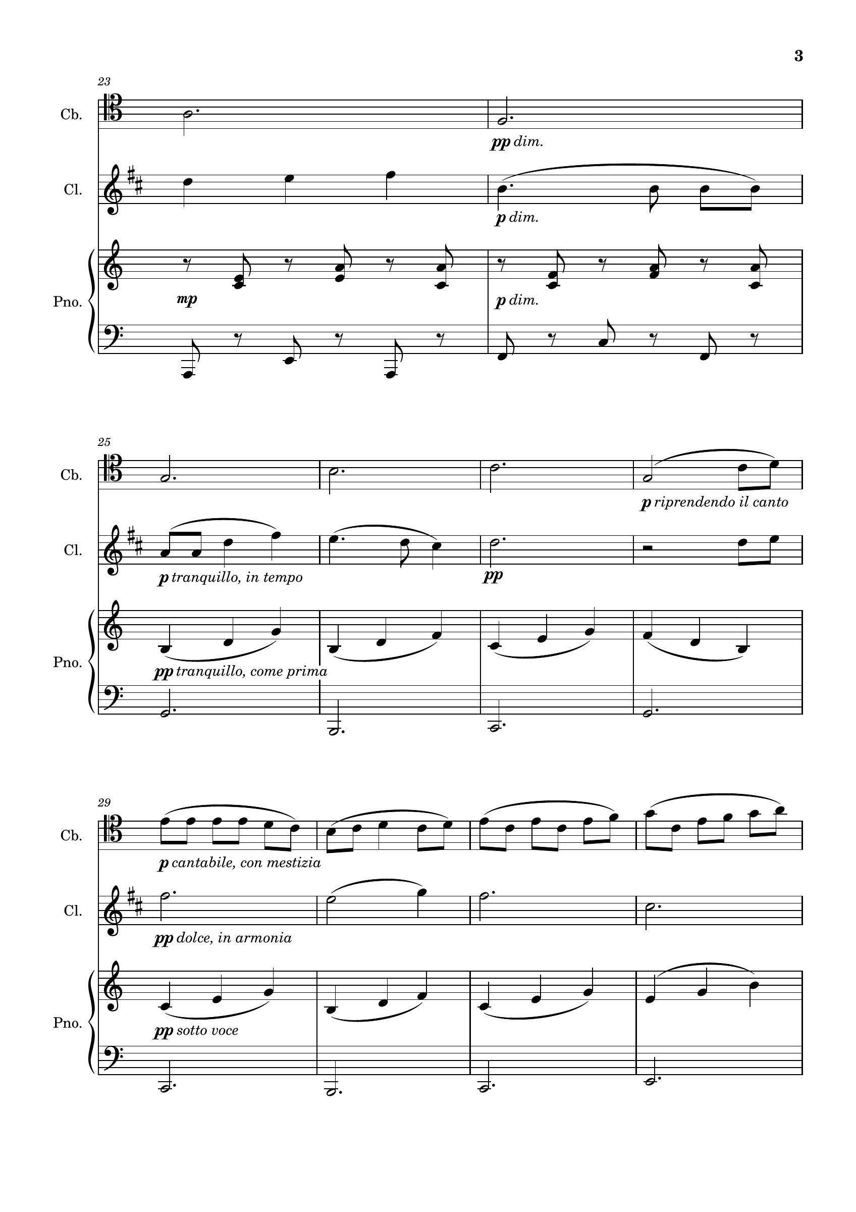 Cultivating Humility — for Clarinet and Double Bass, score page 3